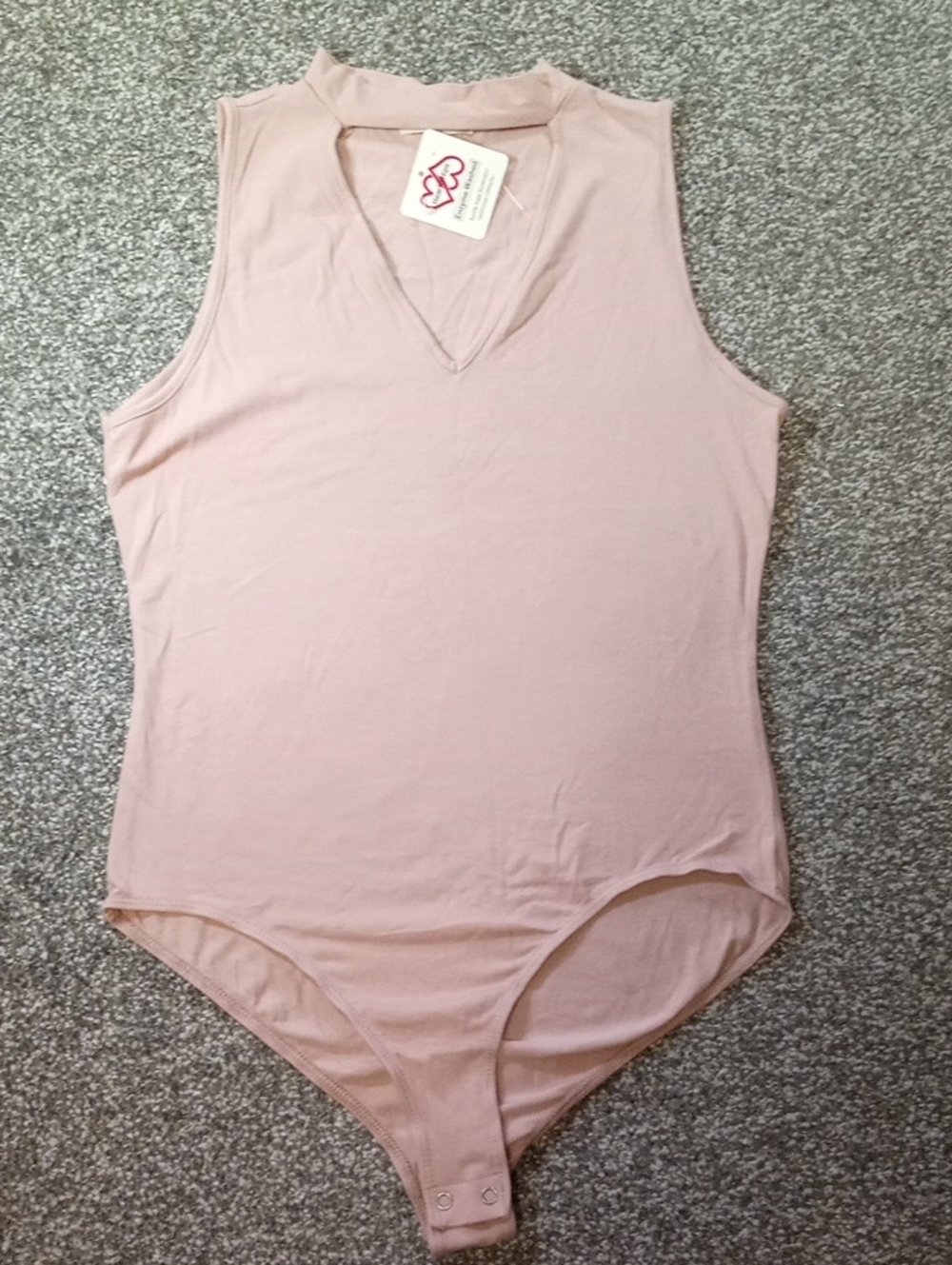 Women's Size Large Heart & Hips Blush Pink V-Neck Sleeveless Bodysuit